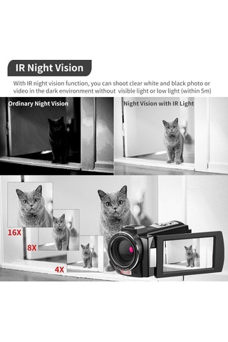 Ordro Camcorder IR Wi-Fi Gece Görüşü Dijital Video Kamera