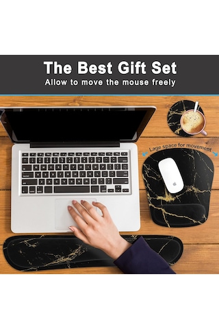 Tr Klavye Bilek Desteği Hafızalı Köpük Ergonomik Mouse Pad Bilgisayar Bilek Destek Seti İle Ev, Ofis İçin Kaymaz K