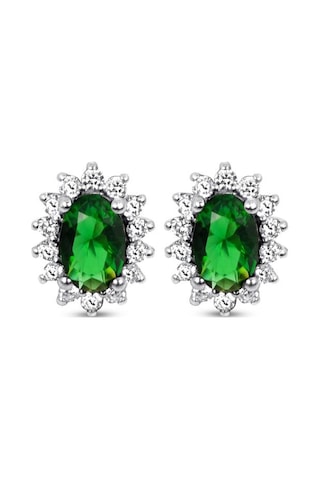 Keops Pırlanta Pırlanta Oval Zümrüt Taşlı Küpe