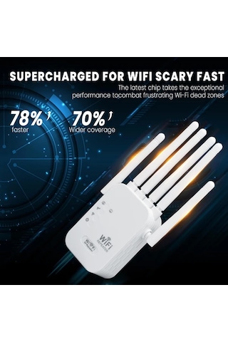 Xuweiwei Beyaz Eu Wifi Extender Wifi Sinyal Yukseltici Wıfı6 Uyumlu 6 Antenli 11000 Kare Metre 35 Cihaz