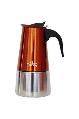 Any Morning Fe001-6 Espresso Kahve Makinesi Paslanmaz Çelik İndüksiyonlu Moka Pot 300 Ml Bakır