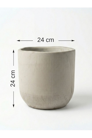 Mono Beton Saksı Gri 6lt 24x24 Modern Minimal Dekoratif İç Mekan Büyük Saksı
