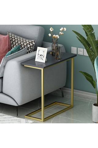 Narin Yan Sehpa, Metal Ayaklı Yan Sehpa, Ev-ofis - Antrasit/gold Antrasit/gold