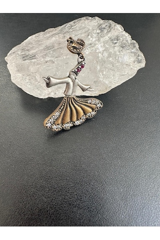 Mevlana ve Vav Modelli Yakut ve Zirkon Taşlı Gümüş Kolye Ucu