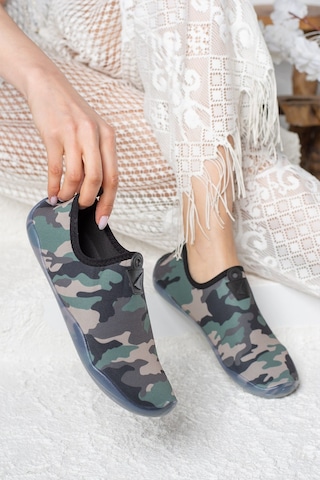 Unisex Deniz Sandaleti Kaymaz Taban Çok Amaçlı Şık Plaj Yüzme Deniz Havuz Rafting Patiği 150 Haki-kamuflaj