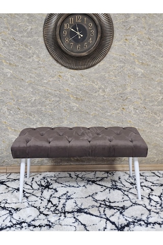Zafir Beyaz Boyalı Sivriltme Ayaklı 90 Cm Puf Bench - Puf - Bench - Kasalı Oturak - Oturak - Yatak Ucu Puf Kahverengi