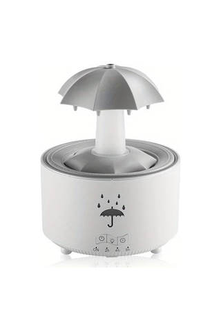 Motion003 Beyaz Döner Şemsiye Damlası Nemlendirici Büyük Sisli Ev Kullanımı Masaüstü Renkli Aydınlatma Uzaktan Kumanda Yatak Odası Ofis İçin