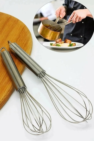 2'li Çelik Lüx Çırpıcı Set 25 Cm Krom