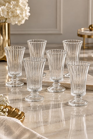 6 Lı Cam Kristal Diamond Çizgili Pinterest Kahve Yanı Bardağı Bardak 75ml Şeffaf