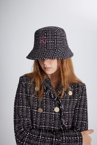 Holly Lolly Tüvit Kumaş Logolu Bucket Tweed Şapka Siyah