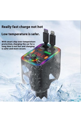 Y6 Geri Çekilebilir Kablo Eq Ayarı Bluetooth Fm Verici Araç Şarj Cihazı Mp3 Çalar