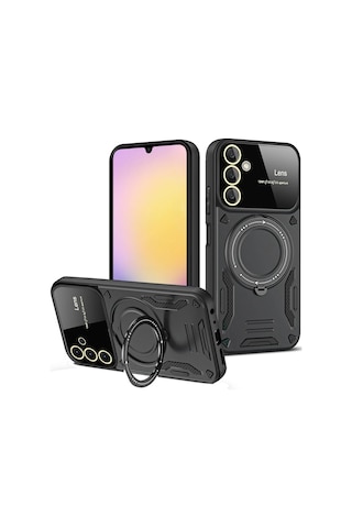 Galaxy Uyumlu Uyumlu A54 5g Kılıf Joy Lens Standlı Kapak - Siyah Beyaz