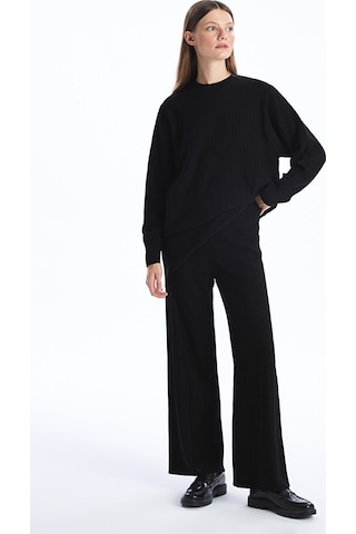 Lcw Modest Siyah Beli Lastikli Düz Geniş Paça Kadın Triko Pantolon