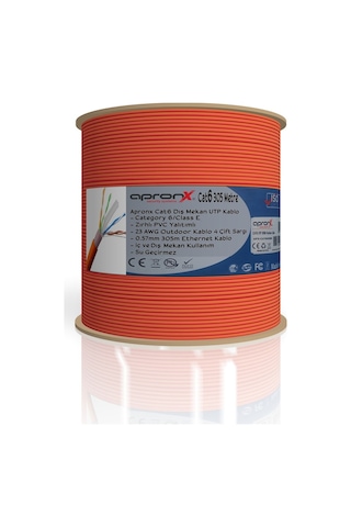 Apronx Cat6 23AWG 305Mt Outdoor 0,57mm Turuncu Utp Kablo