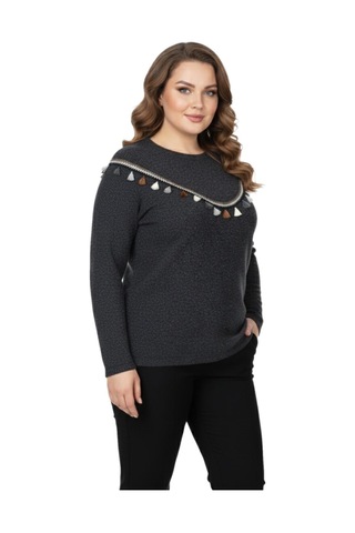 Wearon Kadın Yumoş Önü Püsküllü Modelli Bluz Bgl-st05142 Antrasit