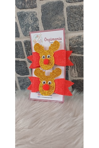 Geyik Yılbaşı Tokası- Çıtçıtlı Toka Kırmızı