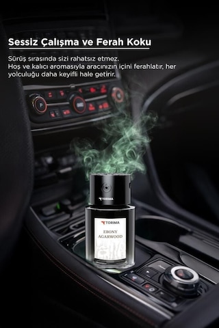 Torima Tcf-03 Araç İçi Hava Nemlendirici & Hareket Algılamalı Koku Makinesi Ebony Esansı 120ml Aromaterapi Difüzör Araç Kokusu
