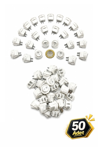 Yuvarlak Işıksız Anahtar Beyaz 2 Pin 23 Mm 50 Adet Aç Kapa On-off Işıksız Switch Buton 6a/250vac 125vac