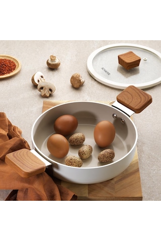 Ceramoni Seramik Kapaklı Sahan 20 Cm-krem Açık Bakır