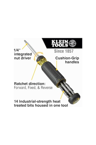 Klein Tools 32305 Çok Uçlu Cırcırlı Tornavida, 15'ı 1 Arada Alet,