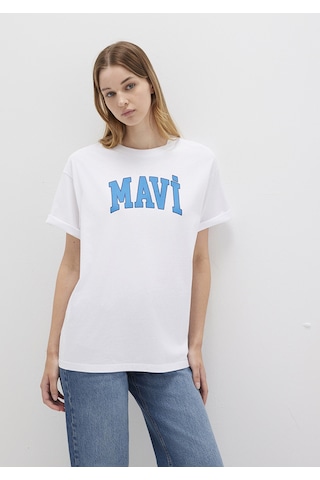 Mavi - Mavi Logo Baskılı Beyaz Tişört 1600843-70000 (528485649) Beyaz