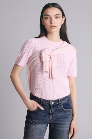 Defacto Regular Fit Kısa Kollu Kazak D3306AX26SP Pembe