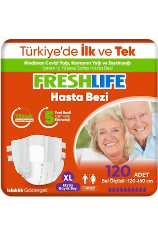 Freshlife 4'lü Xlarge Beden Extra Büyük Boy Yetişkin Hasta Bezi 30x4 120 Adet XL