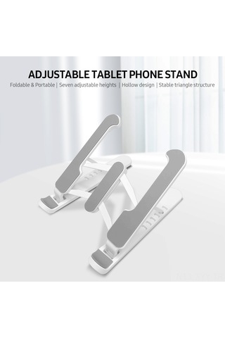 Yaleker Siyah Plastik Telefon Ve Tablet Ayakçısı - Katlanabilir, Taşınabilir Ve 7 Seviye Yükseklik Ayarı, Isı Dağıtımı Ve Ergonomik Tasarım