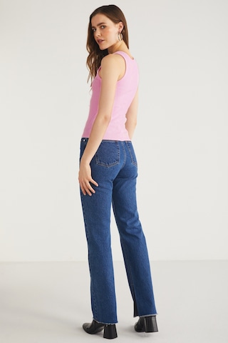 Ethıquet Lıllesol Kadın Fitilli Görünümlü Slim Fit Vücuda Oturan Havuz Yakalı Pamuklu Basic Koyu Pem Koyu Pembe
