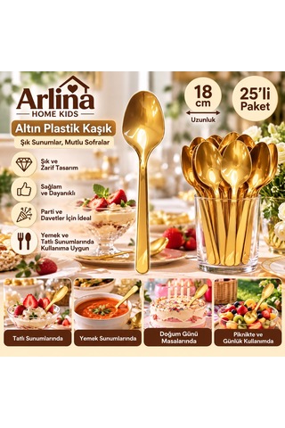 25li 18 Cm Altın Plastik Kaşık
