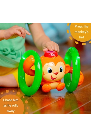 Bright Starts Roll & Glow Monkey 6 Ay Ve Üzeri İçin Işıklı Ve Sesli Emekleyen Bebek Oyuncağı