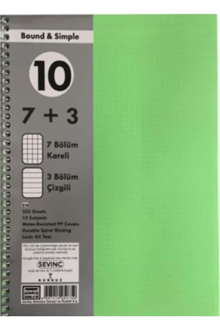A4 7+3 250 Yaprak Pp Kapak Ayraçlı Defter Adet