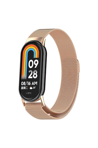 Xiaomi Smart Band 8 Zore Krd-01 Metal Kordon-rose Gold