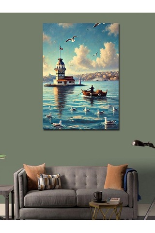 Kanvas Tablo Kız Kulesi Ve Deniz 70cmx100cm