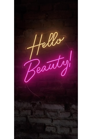 Hello Beauty Yazılı Neon Led Duvar Aydınlatması