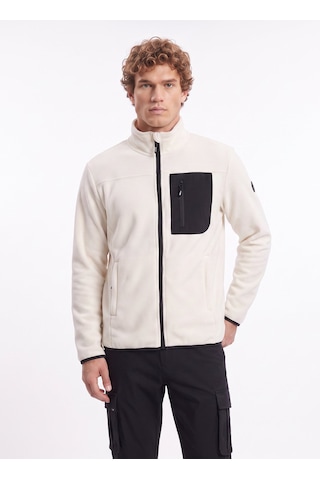 Jeep Ekru Erkek Dik Relaxed Düz Polar Sweatshırt J4wm-swt4444