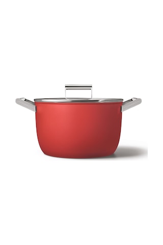 Smeg Cookware 50's Style Kırmızı Tencere Cam Kapaklı 26 CM 7.7 L