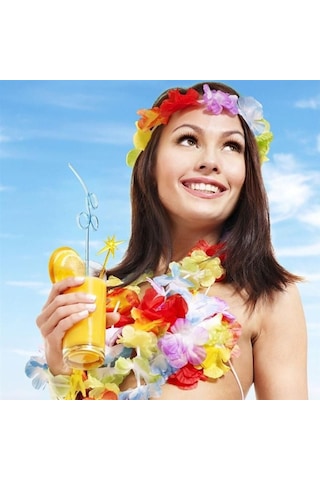 Rengarenk Hawaii Kolye Taç Bileklik Seti 4 Parça Tgdrtgspzeljbbf8rg1 Çok Renkli