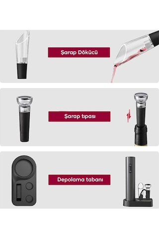 Ezere Sarjlı Otomatik Şarap Açacağı Tirbuşon Seti Şarap Açma Seti- 5775 Renkli