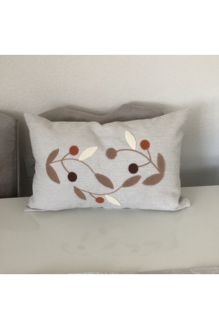 Punch İşlemeli Yaprak Desenli Dekoratif Kırlent Kılıfı Takım Karışık/Çok Renkli