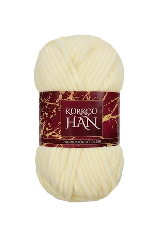 Kürkçü Han Kadife 100gr 95mt Örgü İpi Krem Sarı