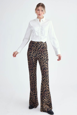 Vitrin Leopar Desen İspanyol Paça Pantolon