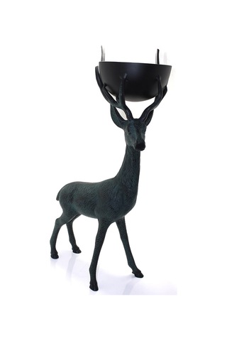 Metal Geyikli Kase 75 Cm Göz Alıcı Dekoratif Sunumluk Modern Tasarım