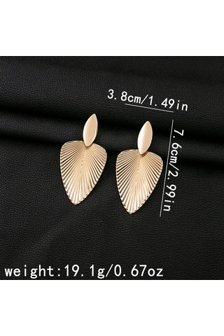 Geeksen Şık Ve Gösterişli Yaprak Desenli Metal Küpe Seti - Altın Renk Gold