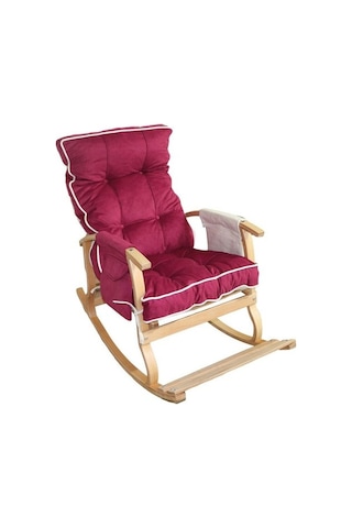 Padişah Lüx Ahşap Çift Minderli Çift Cepli Sallanan Sandalye Bordo - Krem