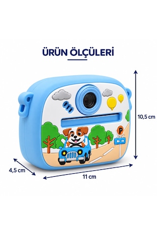 Cmr91 Çocuk Dijital Mini Kamera 1080p Hd 2.0 İnç Ekran Fotorğraf Video Oyun Müzik Usb Şarj Termal Resim Kağıt Baskılı Yazıcı Kamera Video Makinesi Print Kamera Açık Mavi
