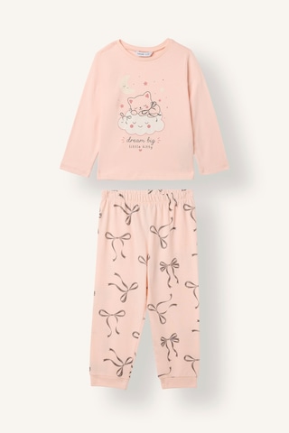 Defacto Kedi Ve Fiyonk Baskılı Pamuklu 2li Pijama Takımı Kız Bebek I8733a526wnpn212 Pembe-pn212