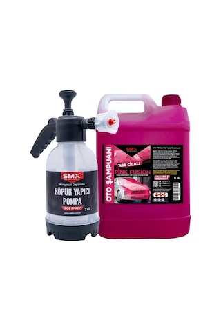 Smx Pink Fusion%90 Cilalı Oto Şampuanı 5 Lt Ve Smx Köpük Yapıcı Pompa 2 Lt