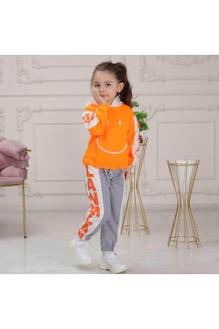Quzucuk Kids Çocuk Smiley Turuncu Eşofman Seti Turuncu
