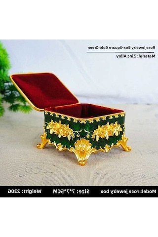 Fortunelane Yüksek Kaliteli Metal Sanayi Ev Dekorasyonu: Renkli Kaplama Kalp Yuvarlak Tasarım Gül Desenli, 8 7.5 5 Cm Saklama Kut